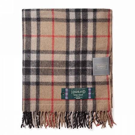 Highland Wool Blend Tartan Knee Thomson Camel